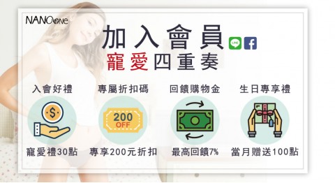NANOone♥負離子內褲⚑會員購物金、折扣碼優惠