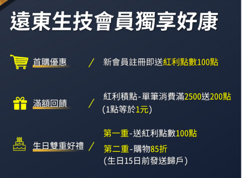 遠東生技 | 註冊會員送紅利點數